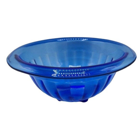 Vintage Hazel Atlas Cobalt Blue Pillar Optic Mixing Bowl - Picture 2 of 7